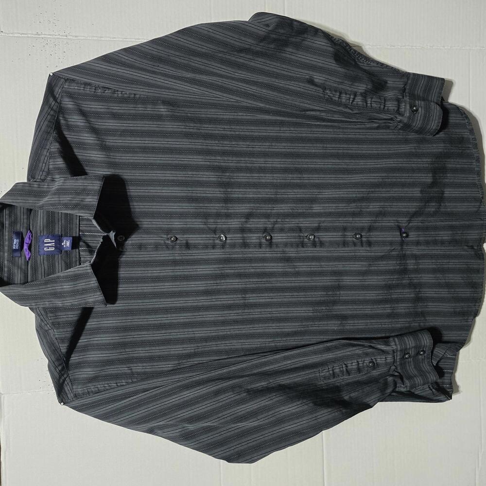 GAP Men's Fitted Premium Striped Dress Shirt XL
